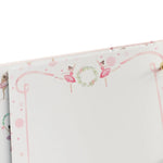 Sheet of paper with ballerina design on a white background