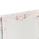 Sheet of paper with ballerina design on a white background