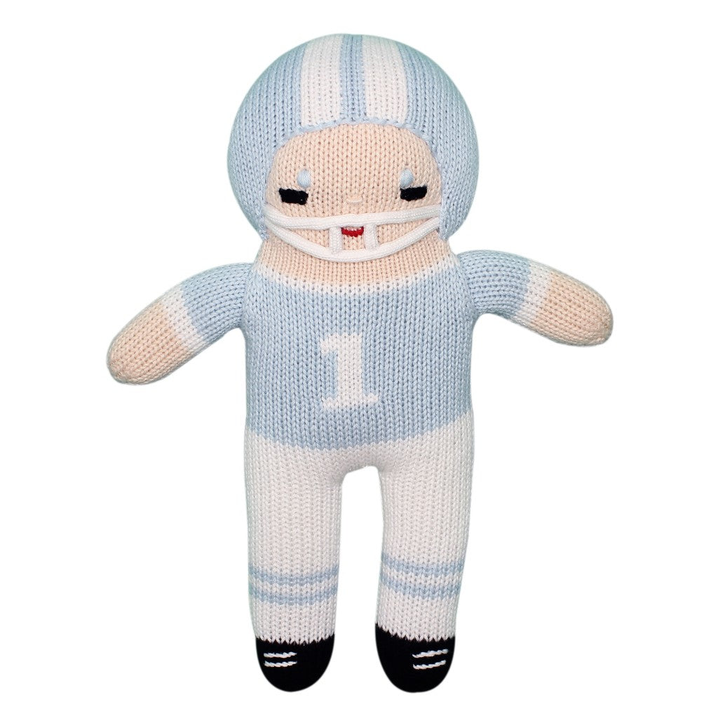 7" Light Blue Football Player Rattle