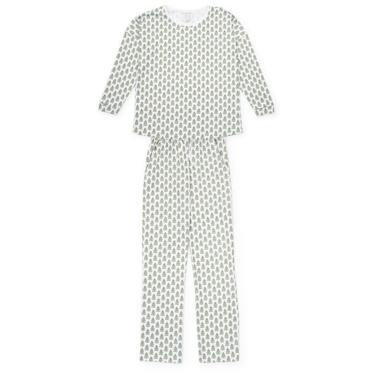 Audrey Women's Longsleeve Top Pant Set - Under the Christmas Tree