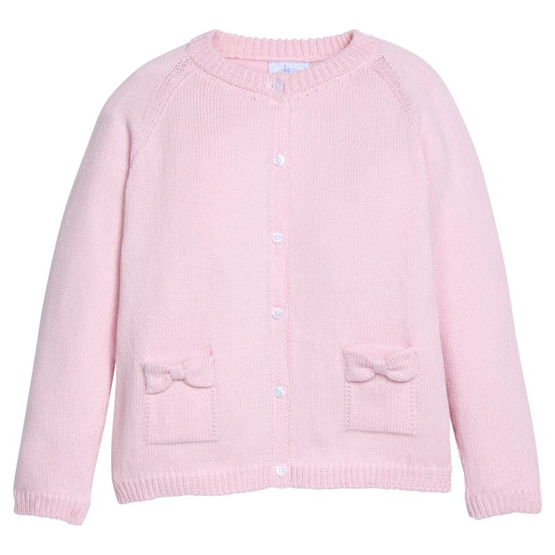 Little English Bow Pocket Cardigan- Light Pink