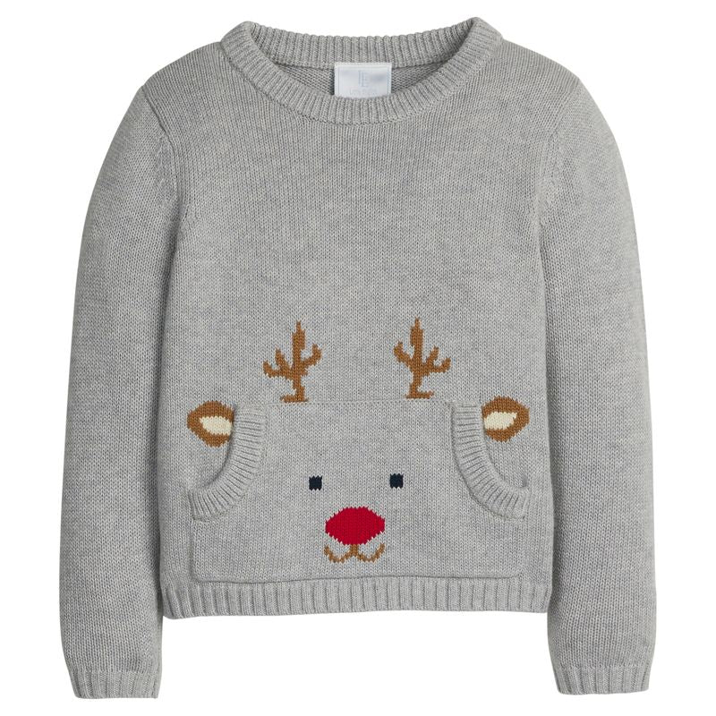 Little English Pocket Intarsia Sweater- Reindeer