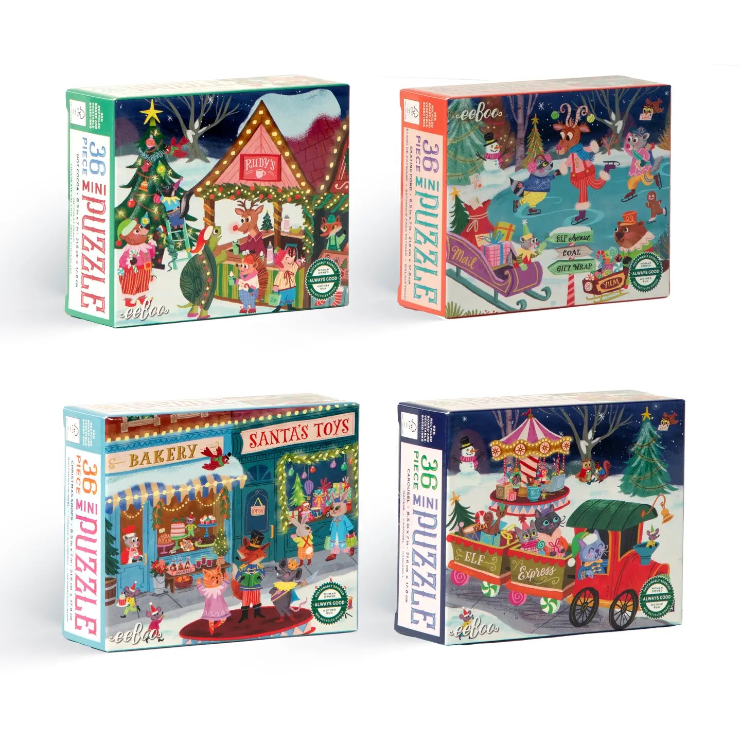 eeboo Christmas Village Mini Assortment Puzzles