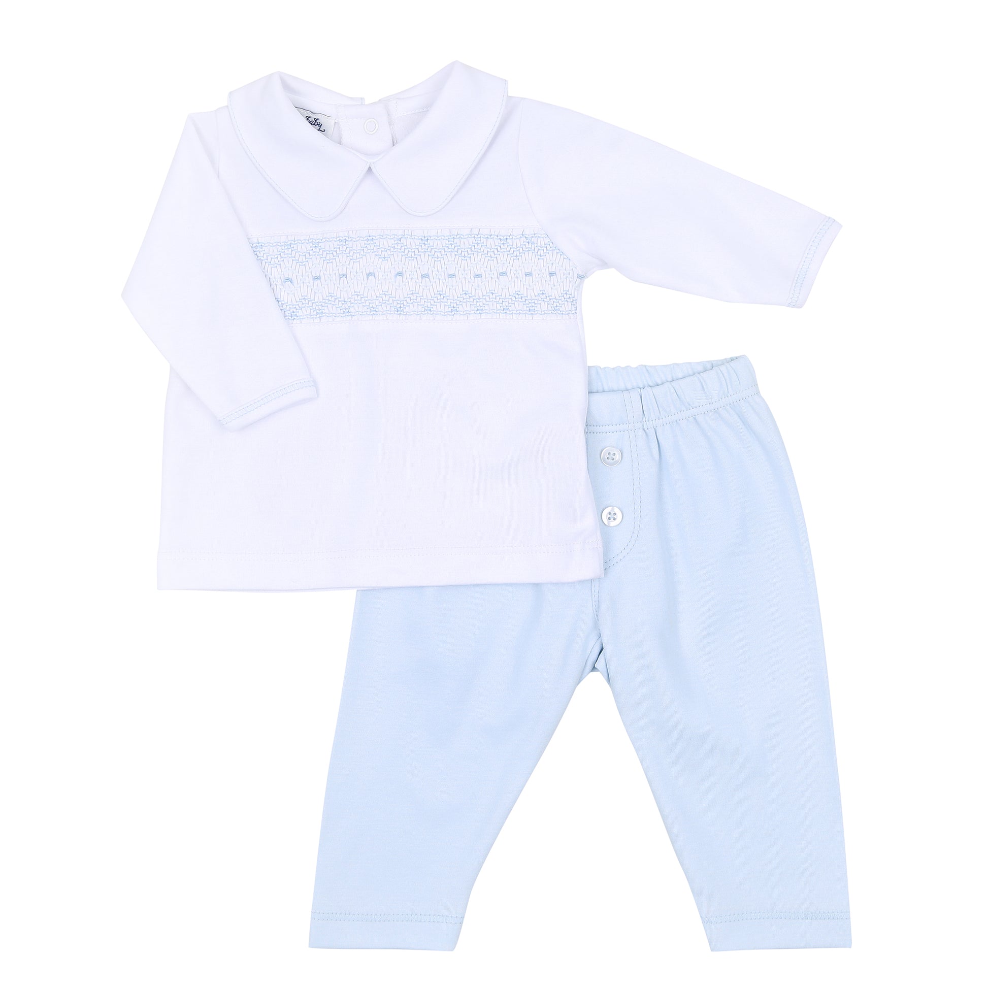 Magnolia Baby Freya and Finn Smocked Collared Boy Pant Set