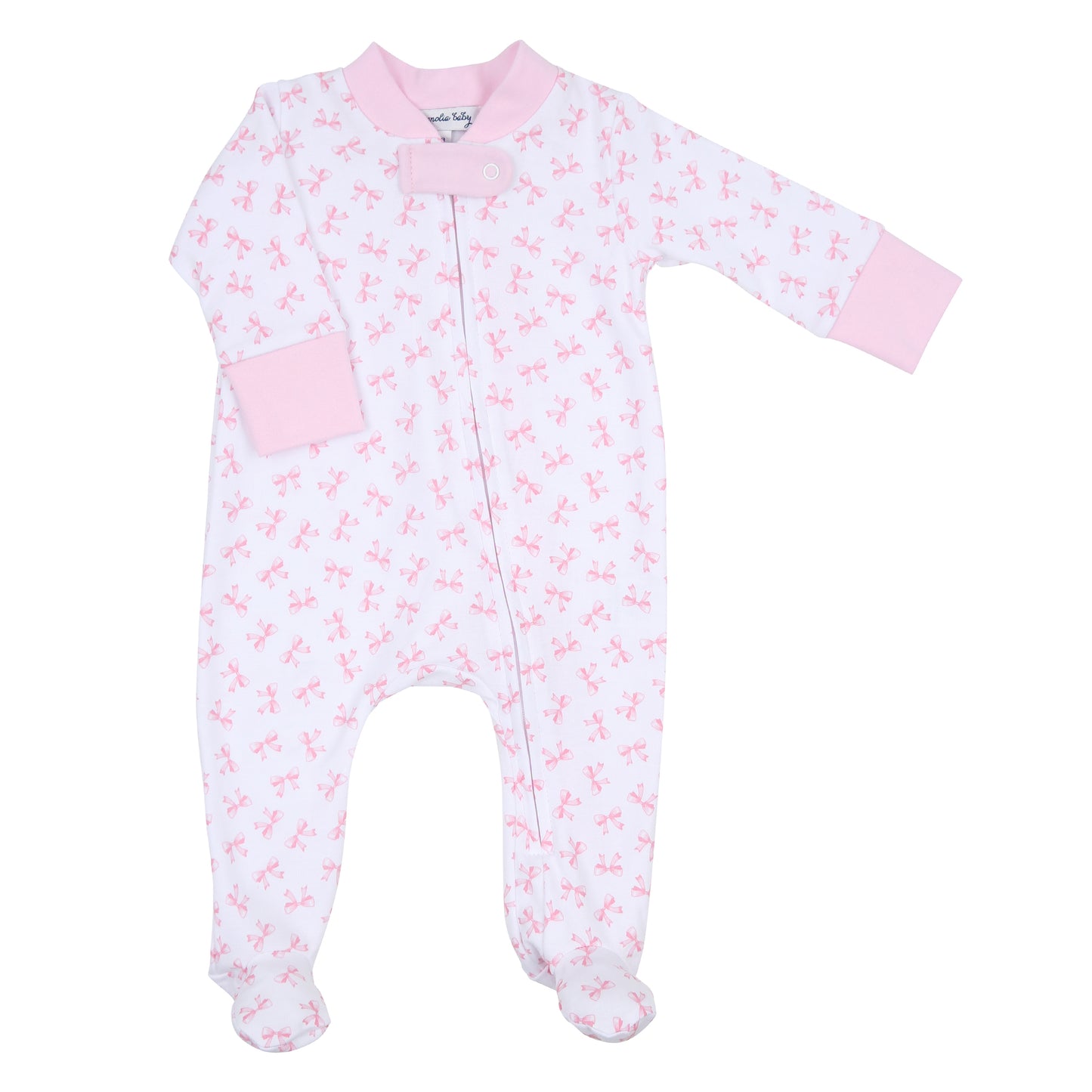 Magnolia Baby Baby Bows Printed Zipper Footie