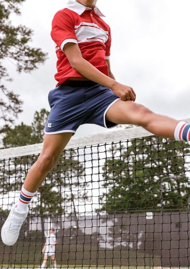 Navy Retro Super Short With White Piping