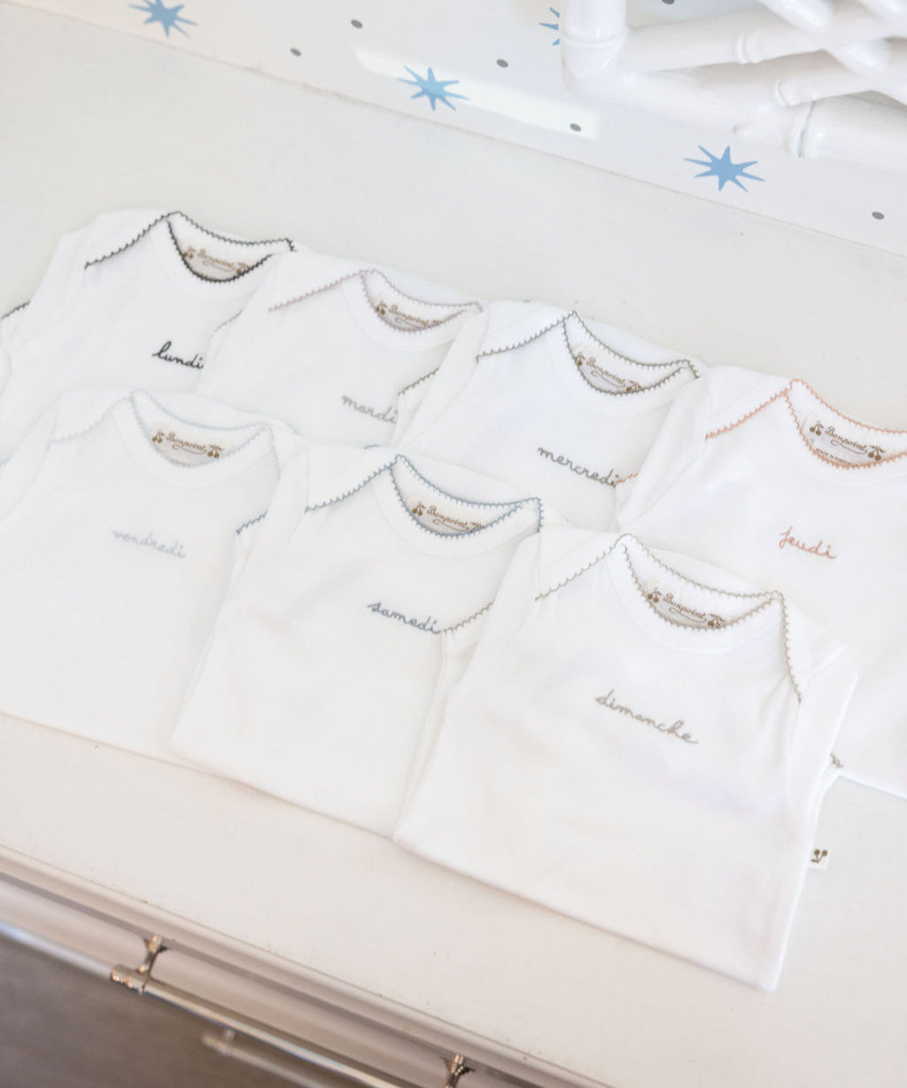 Baby Day of the Week Onesies- White