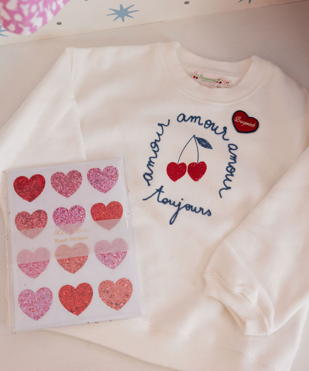 Bonpoint Cherry Heart Sweatshirt