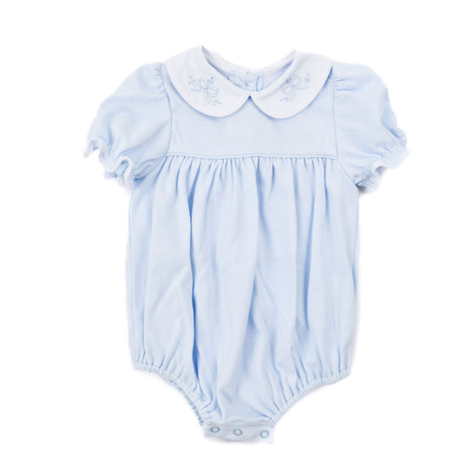 Auraluz Blue Knit Bubble With Embroidered Bows