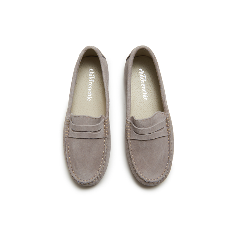 Children Chic Suede Penny Loafers in Grey