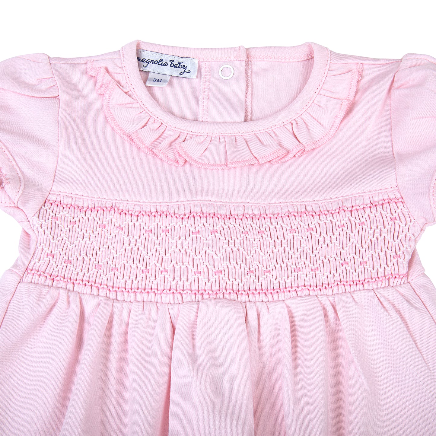 Magnolia Baby Pink Smocked Short Sleeve Girl Bubble