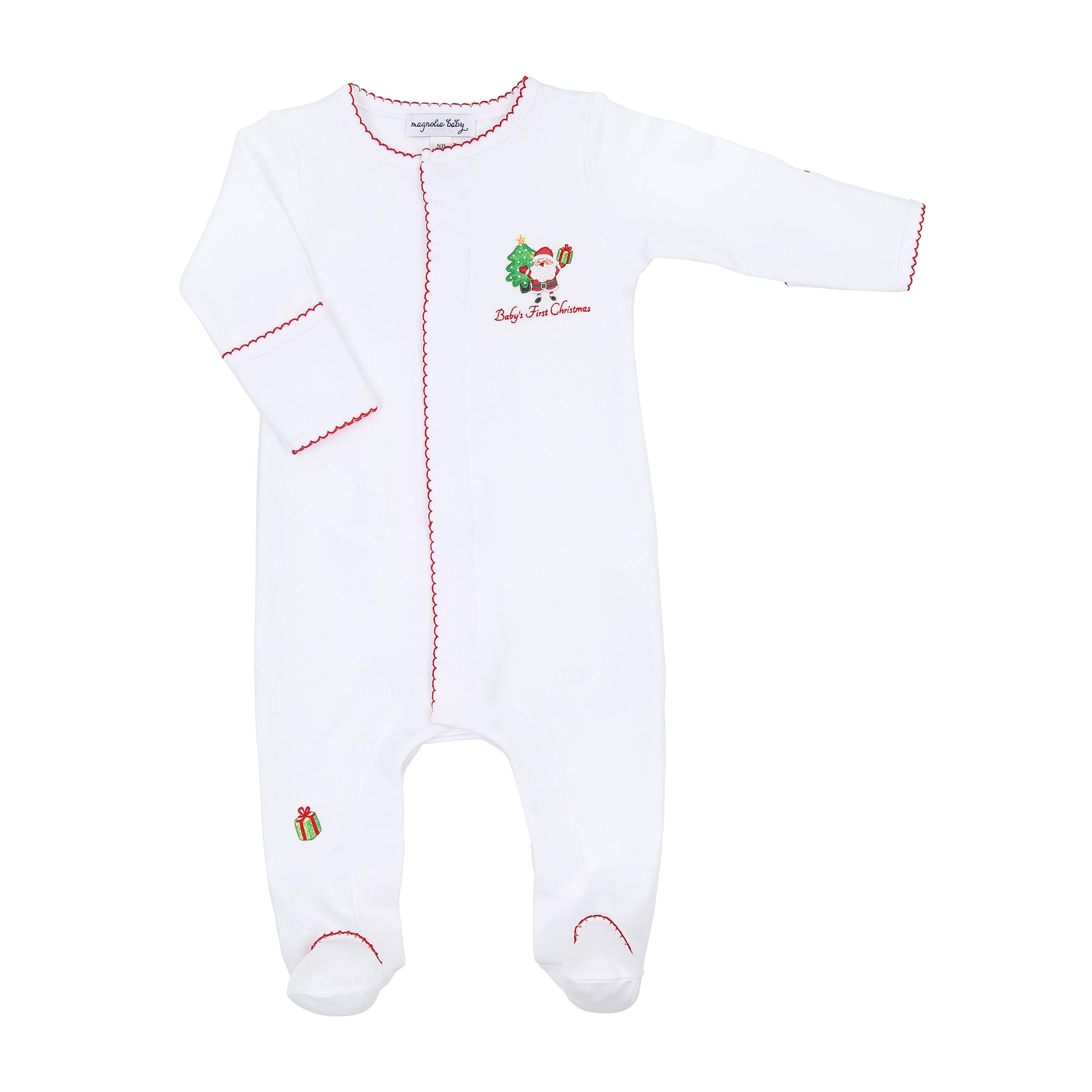 Magnolia Baby Jolly Holiday Embroidered Baby's First Christmas Footie