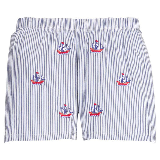Little English Embroidered Basic Short - Pirate Ship