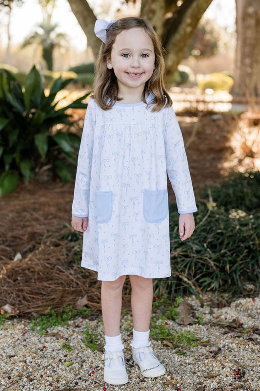 James and Lottie Lennon Blue Bows Knit Dress