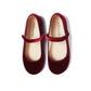 Children Chic Classic Velvet Mary Janes in Burgundy