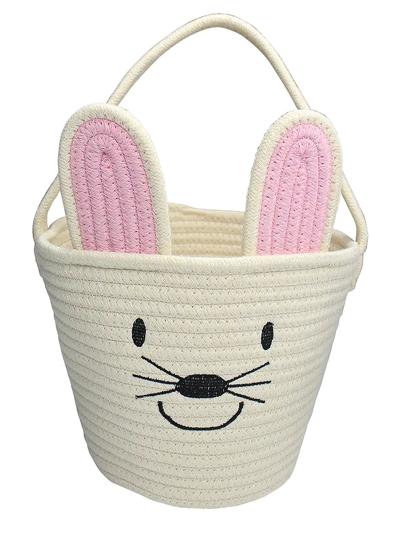 Cream Bunny Rope Easter Basket