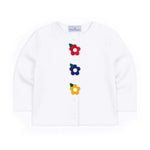 Florence Eiseman White Knit Cardigan With Flowers