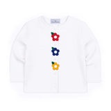 Florence Eiseman White Knit Cardigan With Flowers