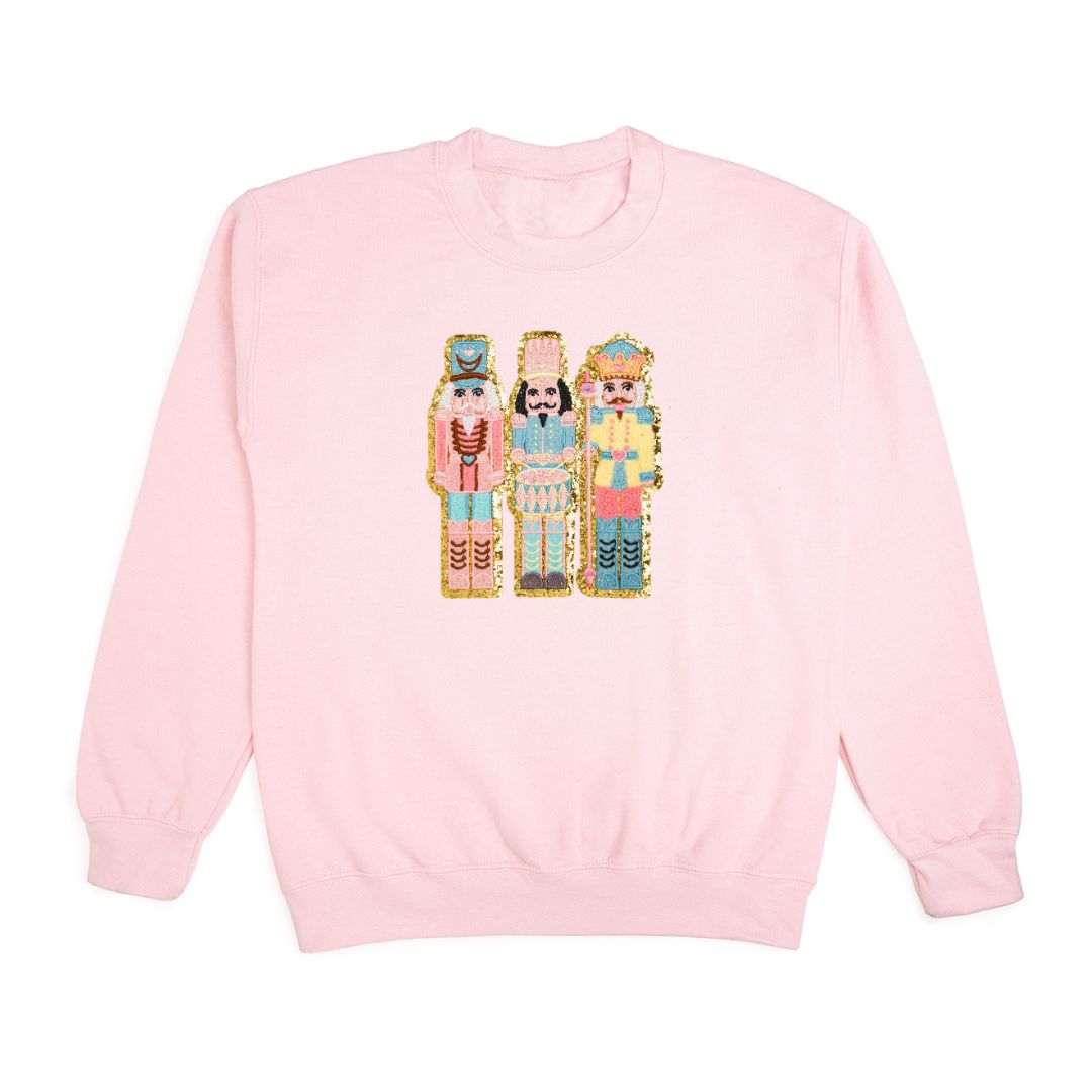 Sweet Wink Nutcracker Patch Christmas Adult Sweatshirt - Pink