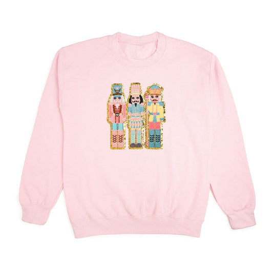 Sweet Wink Nutcracker Patch Christmas Adult Sweatshirt - Pink