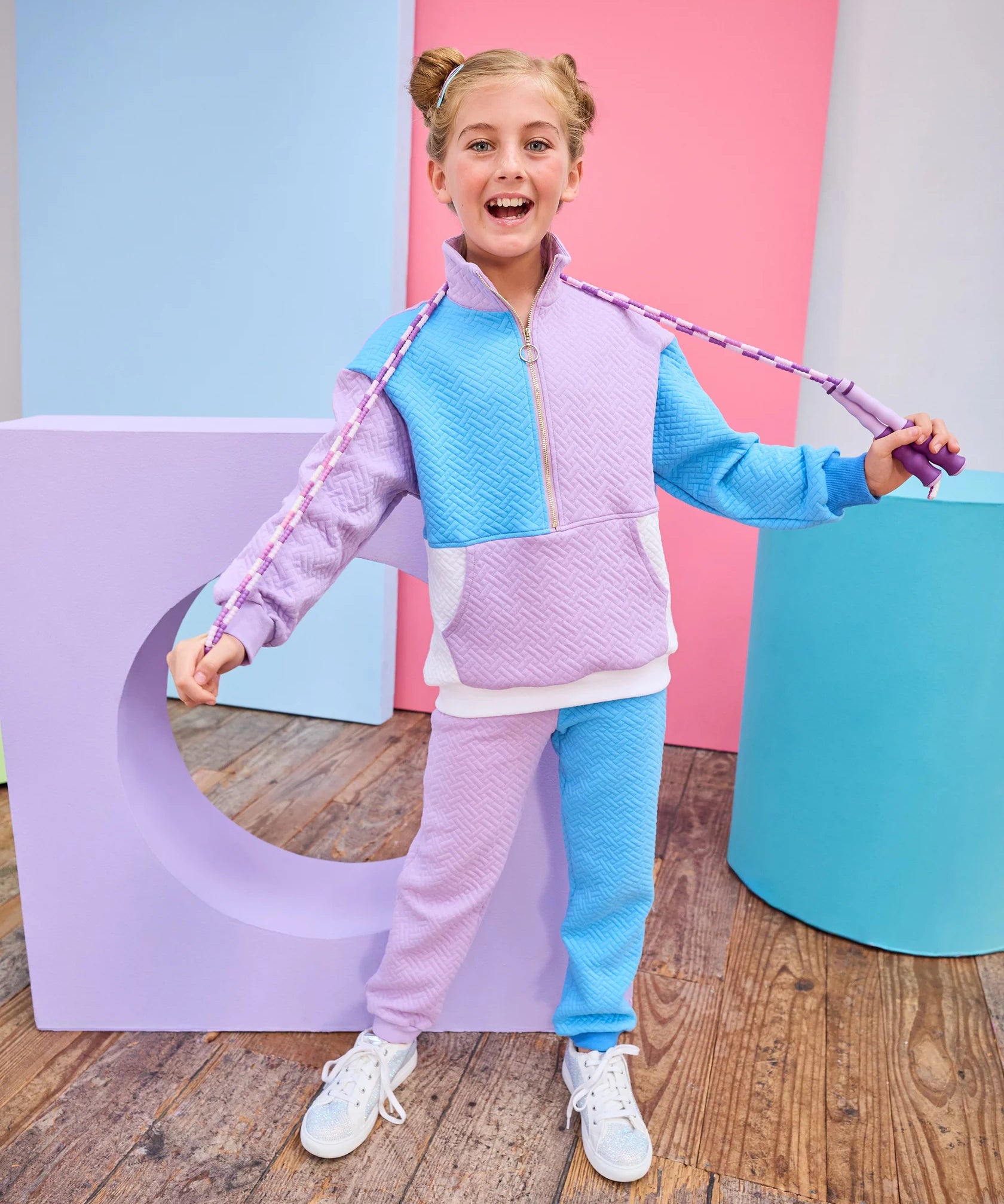 Color Block Pullover- Lavender and Blue