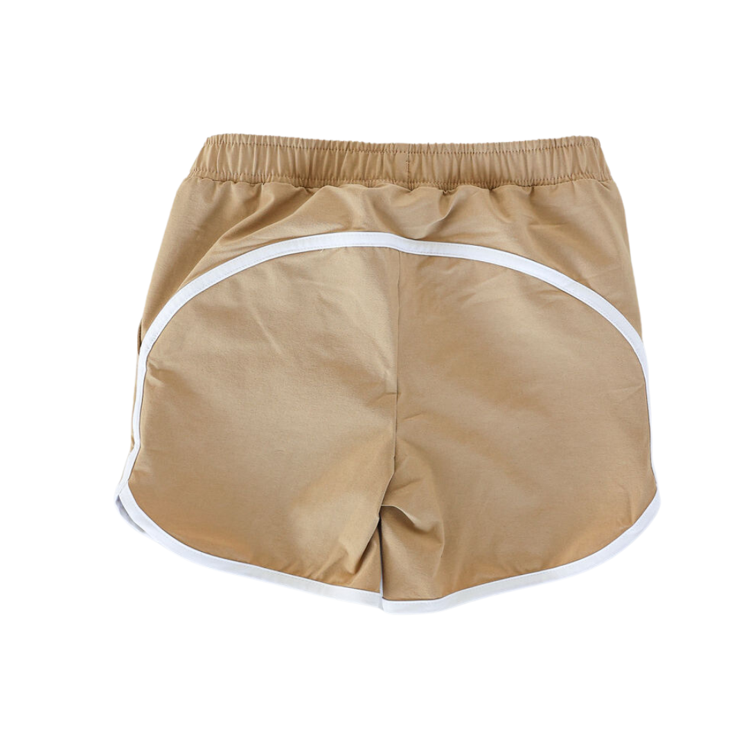 Khaki Retro Super Short With White Piping