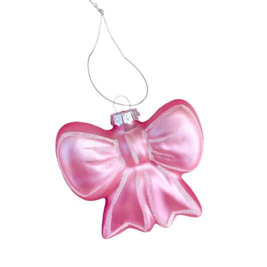 Rock Paper Scissors Pink Bow Christmas Ornament