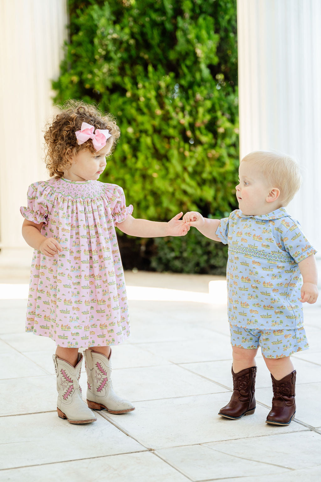 Smocked Cowgirl Toile Helen Dress