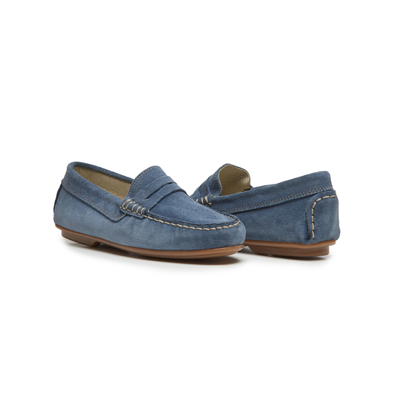 Children Chic Suede Penny Loafers in Blue