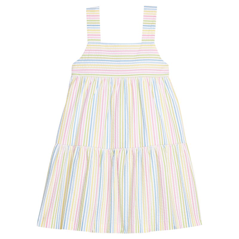 Little English Georgia Dress- Rainbow Seersucker Stripe