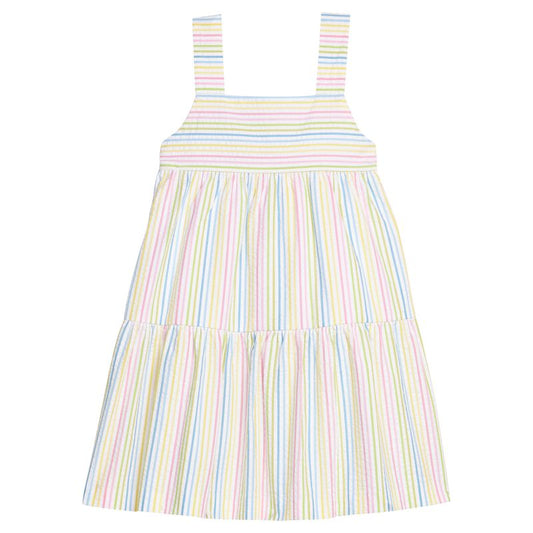 Little English Georgia Dress- Rainbow Seersucker Stripe