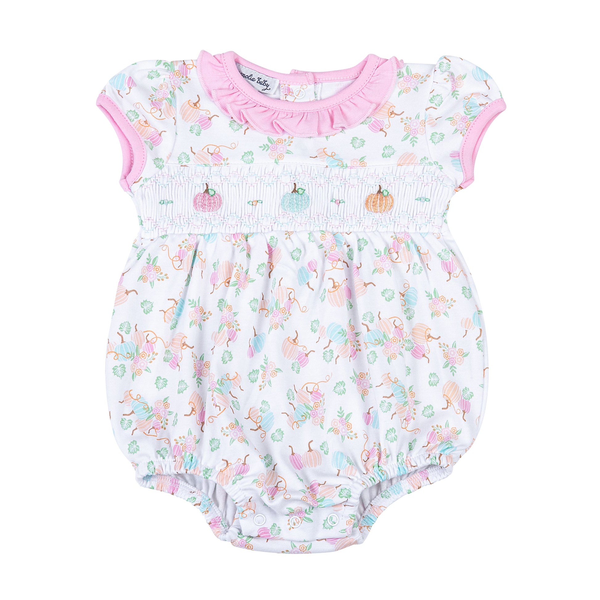 Magnolia Baby Pumpkin Blush Smocked Printed Bubble