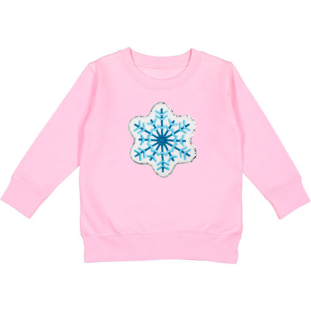 Sweet Wink Snowflake Patch Sweatshirt - Pink