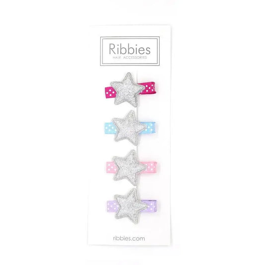 Ribbies Silver Star Hair Clip Gift Set