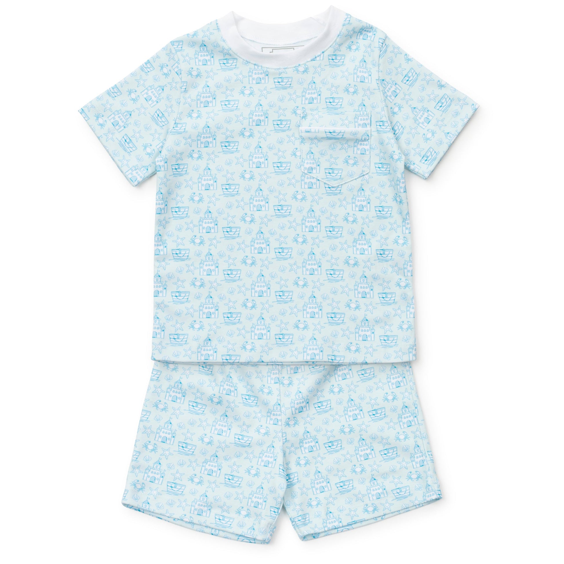 Lila and Hayes Charles Boys' Short Set - Sandcastles Blue