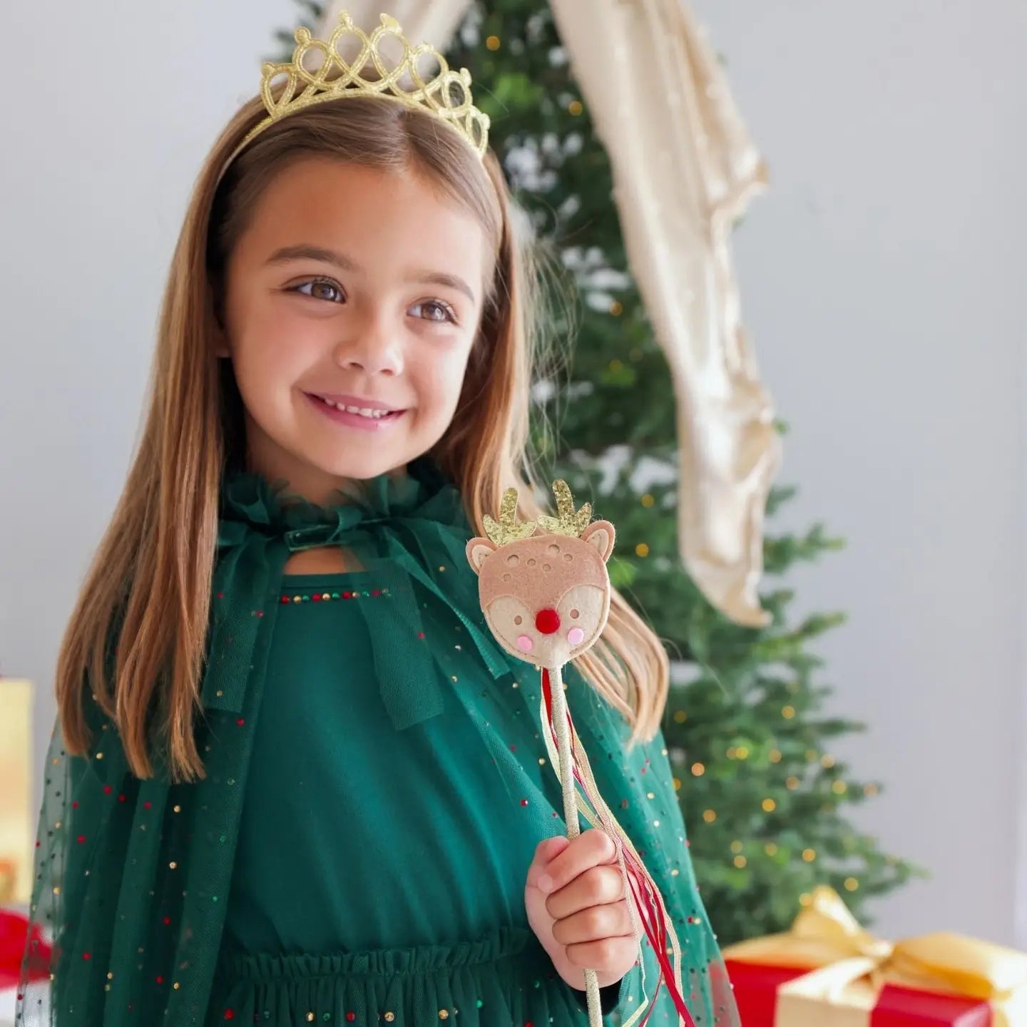 Sweet Wink Emerald Rhinestone Christmas Cape