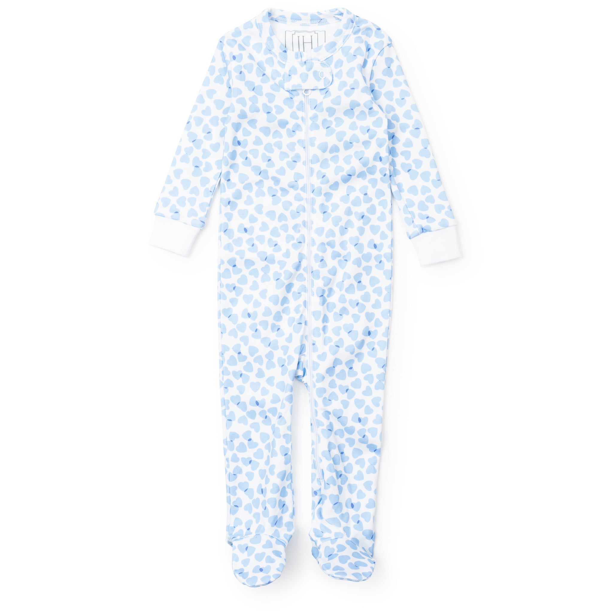 Lila and Hayes Parker Boys' Pima Cotton Zipper Pajama - Confetti Hearts Blue