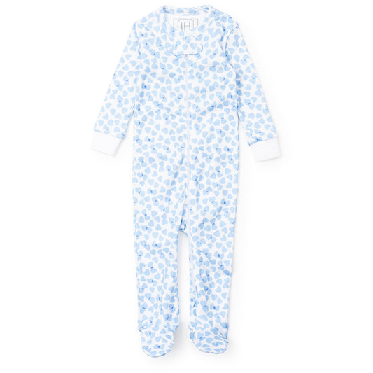 Lila and Hayes Parker Boys' Pima Cotton Zipper Pajama - Confetti Hearts Blue
