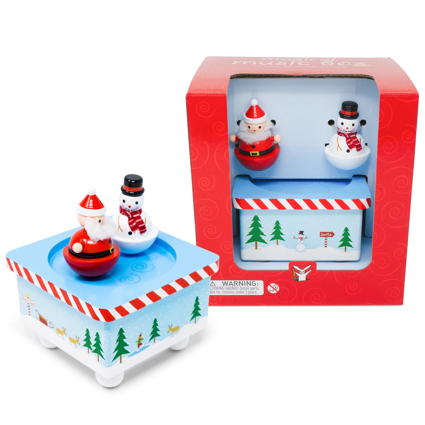 Jack Rabbit Creations Dancing Santa and Frosty Music Box