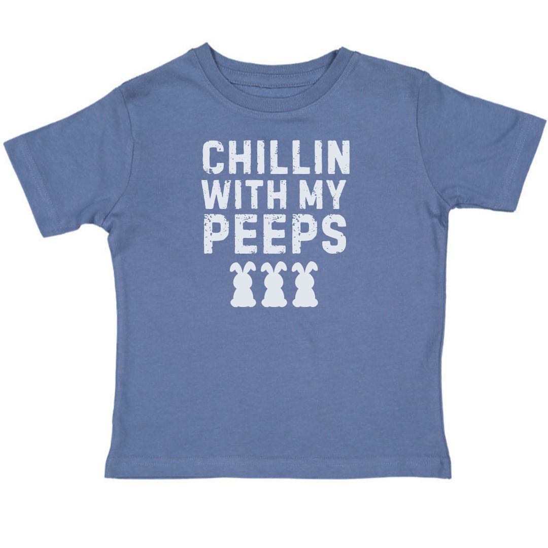 Sweet Wink Chillin With My Peeps Easter Short Sleeve T-Shirt - Indigo