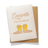 Letterpress Baby Boots Greeting Card 