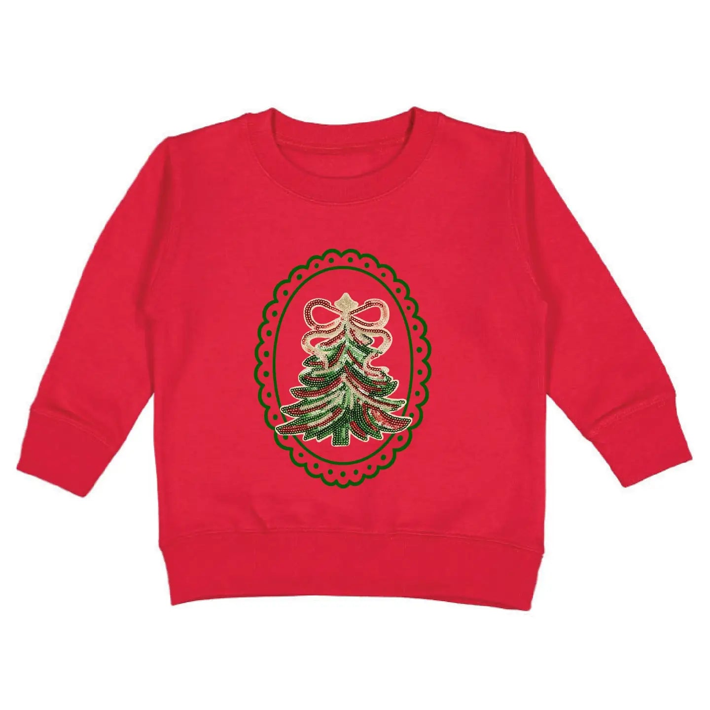 Sweet Wink Sequin Christmas Tree Patch Sweatshirt