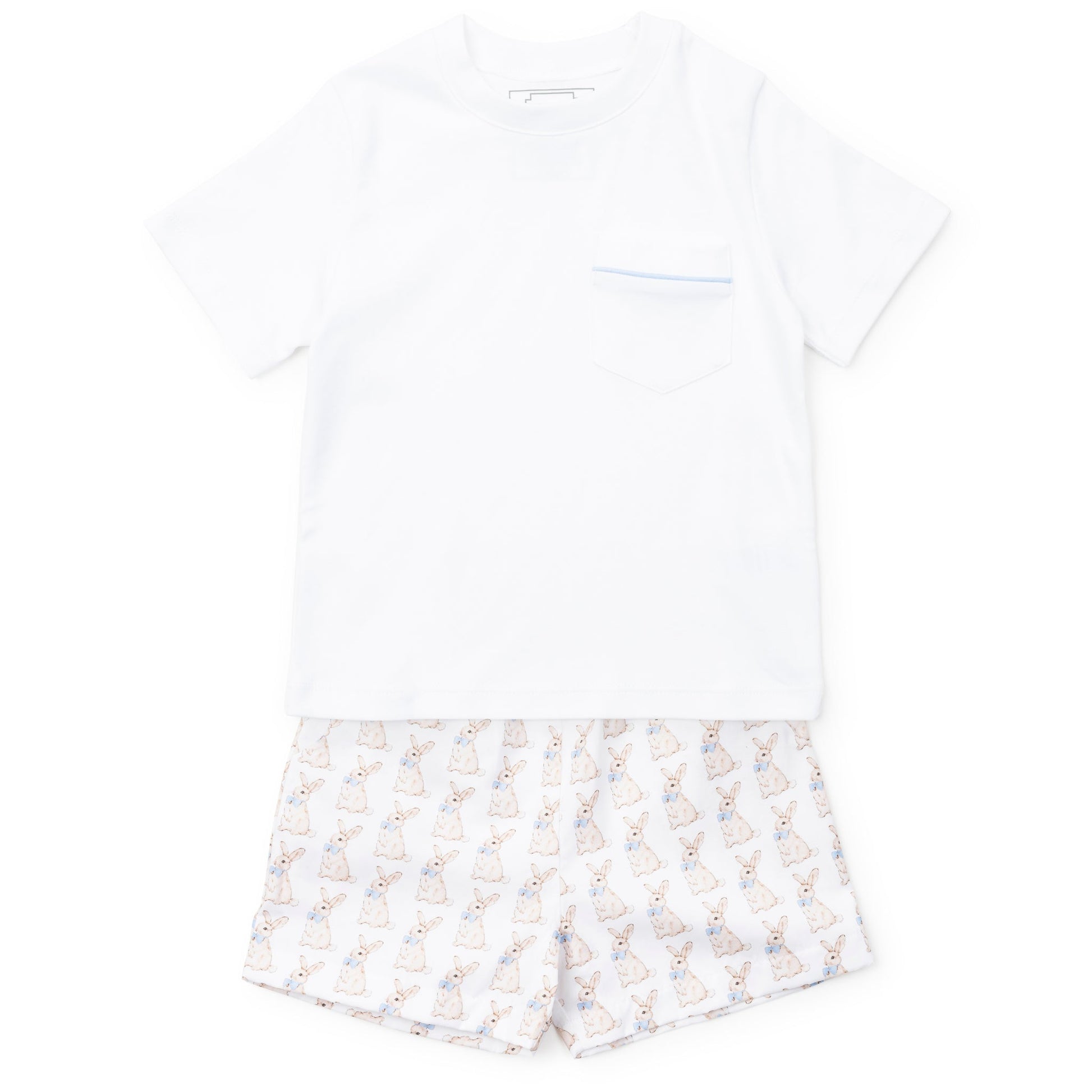 Lila and Hayes Hudson Boys' Short Set - Easter Bunnies Blue