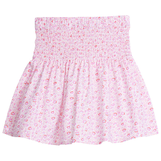 Shirred Circle Skirt- Pink Daisy