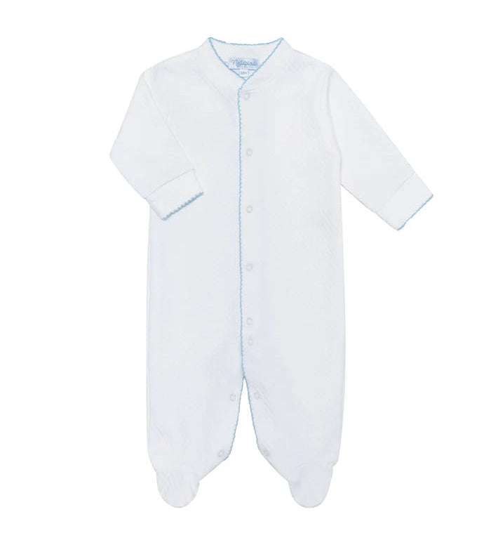 Nellapima Milano Baby Footie - Blue Picot Trim