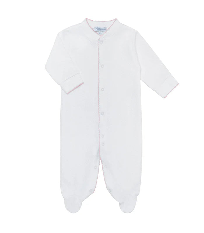 Nellapima Milano Baby Footie - Pink Picot Trim