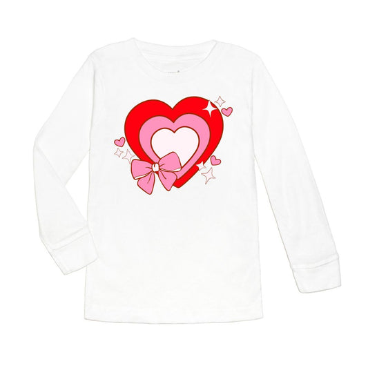 Sweet Wink Bow Love Valentine's Day Long Sleeve Shirt - White