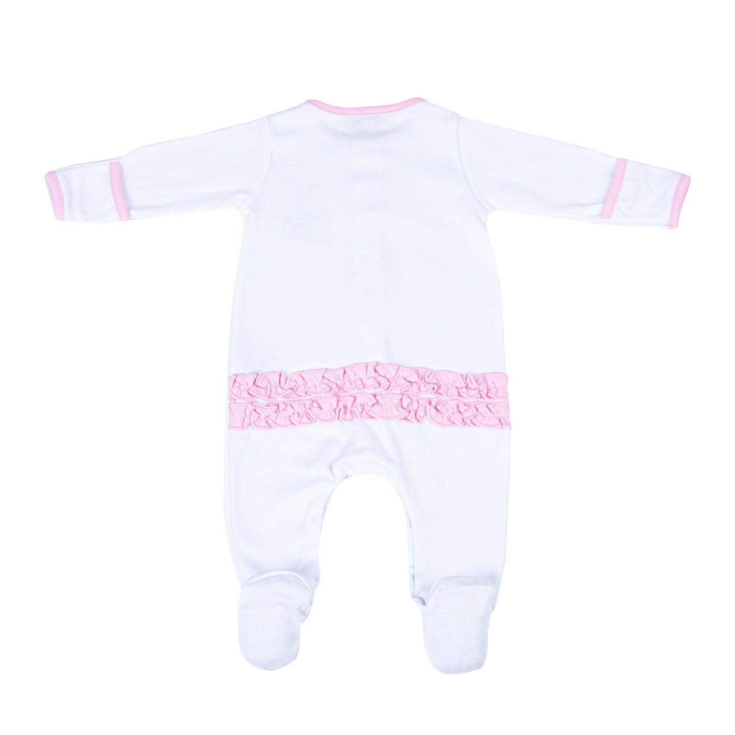 Magnolia Baby Vintage Rodeo Embroidered Ruffle Footie- Pink