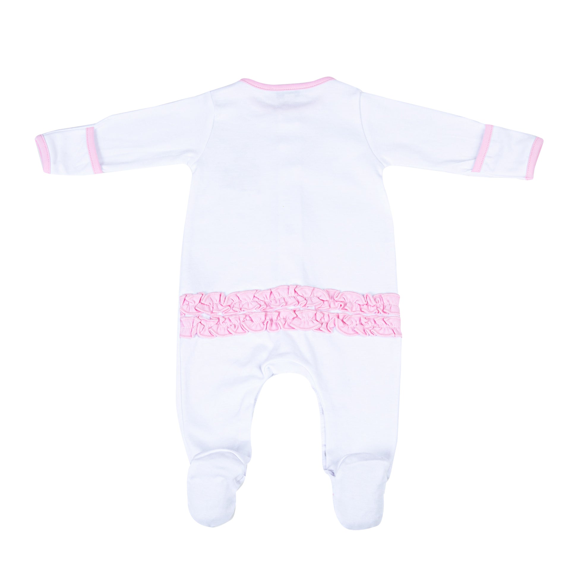 Magnolia Baby Vintage Rodeo Embroidered Ruffle Footie- Pink