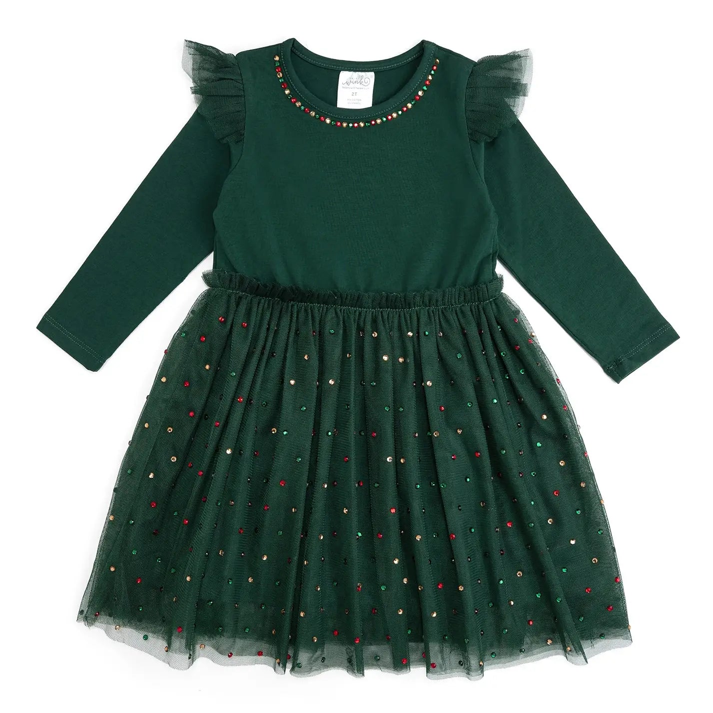Sweet Wink  Emerald Rhinestone Christmas Tutu Dress 